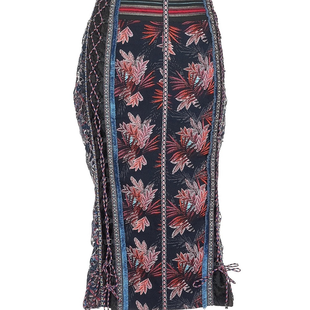 Byron Lars Jacquard Floral Embroidered Pencil Skirt Sz 10 NWT